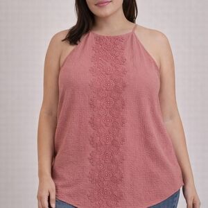 BCX Dusty Rose Halter Tank Top